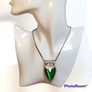 VTG BEST Celtic Renaissance Moonglow Lucite Pendant Castlecore Chain Necklace